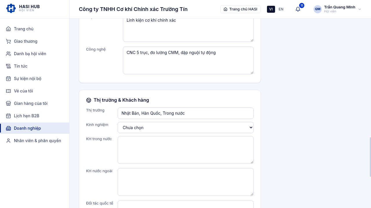 Các trường năng lực và thị trường của doanh nghiệp