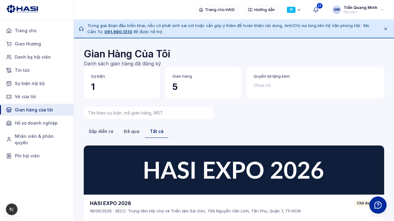 Danh sách Gian hàng của tôi với đơn ở trạng thái Đã thanh toán