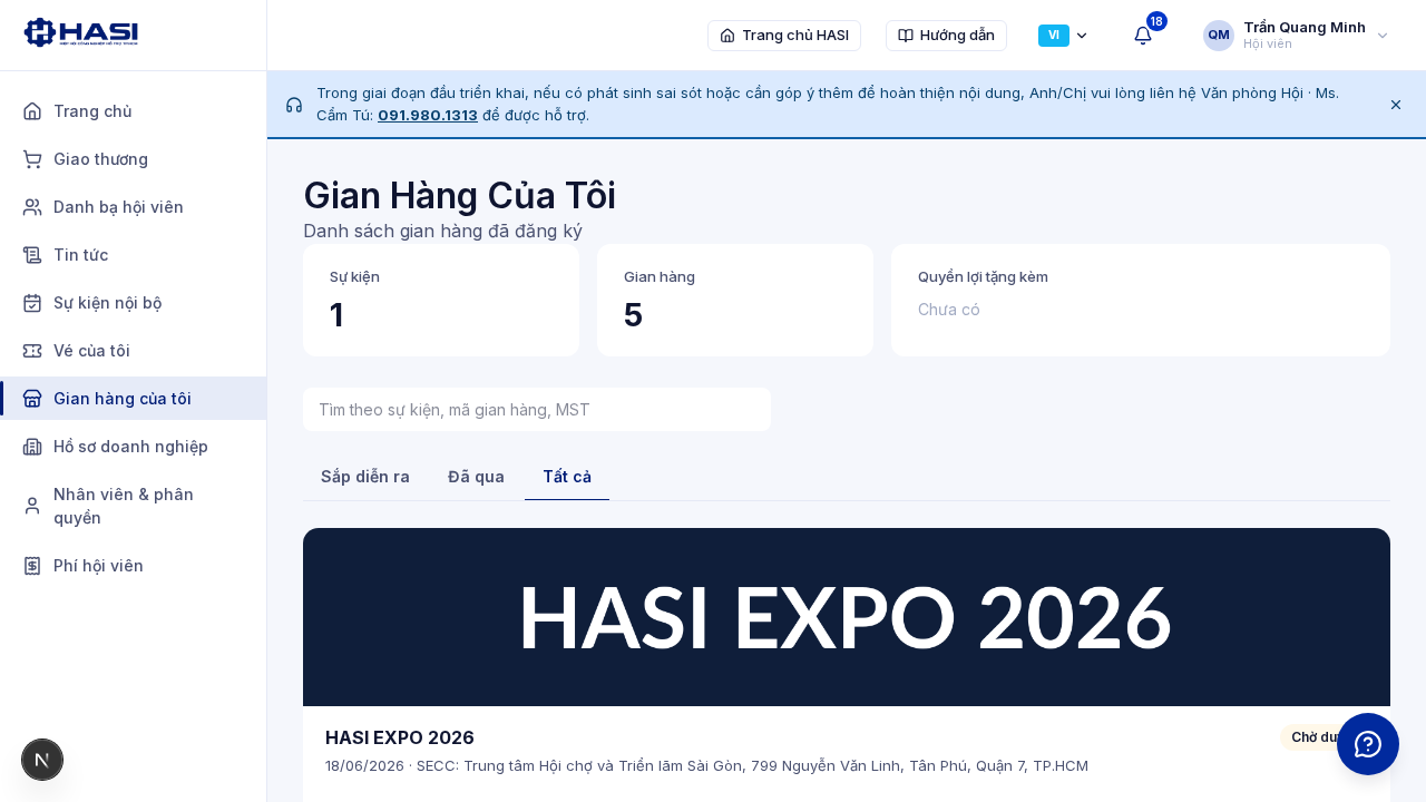 Trang Gian hàng của tôi với danh sách đơn gian hàng