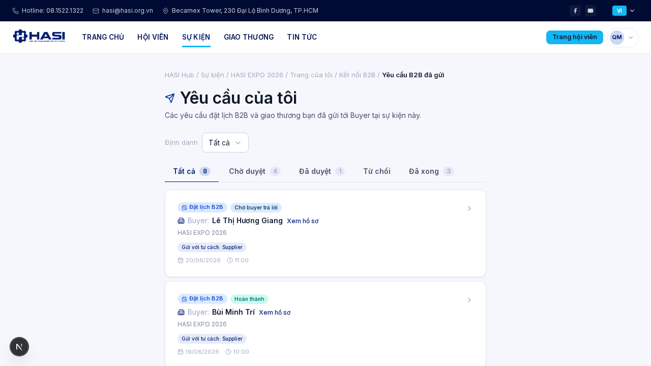 Hộp thoại Chi tiết lịch hẹn B2B với thẻ Mã QR check-in