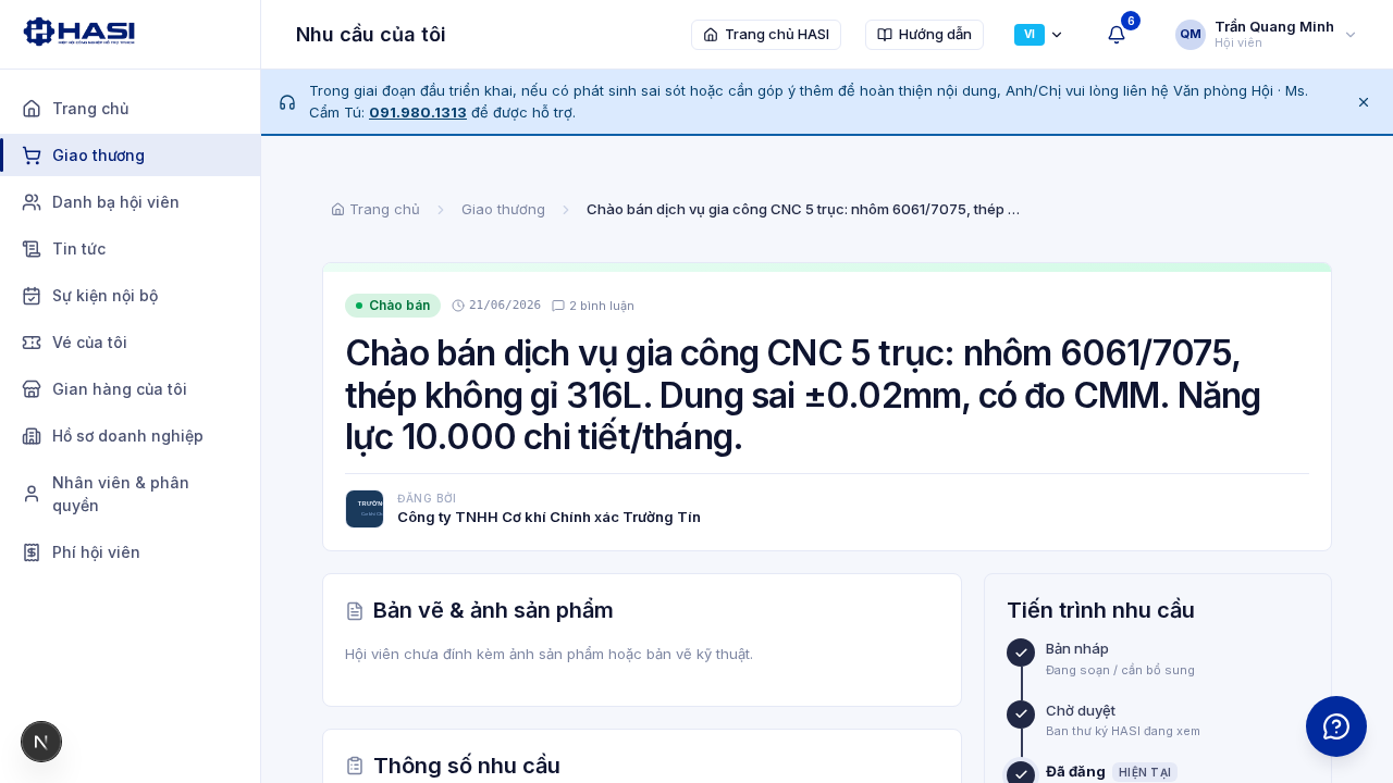 Chi tiết nhu cầu với dòng thời gian trạng thái và số lượt Gợi ý, Bình luận
