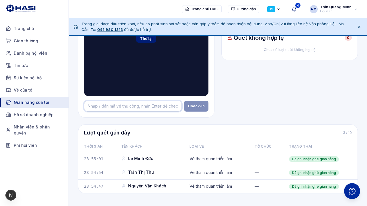 Danh sách nhiều lượt quét khách ghé gian hàng