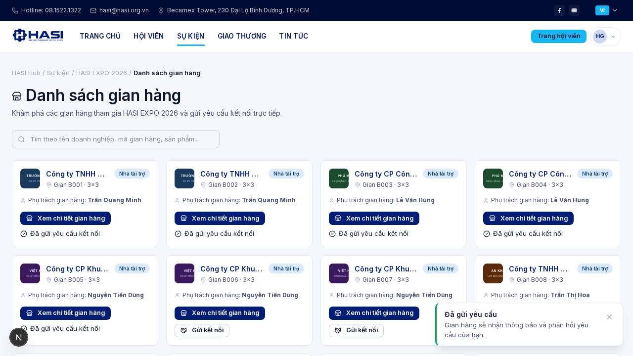 Gian hàng nhận yêu cầu và phản hồi